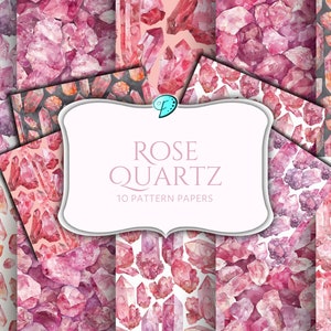Papel com padrão digital de pedras preciosas de quartzo rosa | coisas efêmeras | vintage | álbum de recortes | diário | imprimível | semi precioso | fundo | cristal