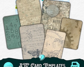 ATC Cards Template | junk journal | scrapbook | ephemera | Printable | card making | outline | overlay | Tag | overlays | bundle
