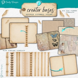 Creator Bases Double Journal Page Template| overlay | distressed | junk journal | scrapbook | ephemera | vintage | distress | PNG | blank