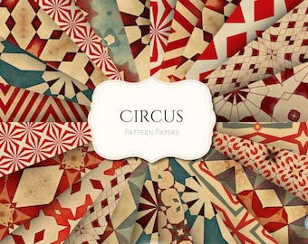 Circus Pattern Paper Pack | ephemera | vintage | junk journal | scrapbook | card making | background | texture | seamless | carnival