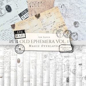 Old Ephemera Vol. 1 Superpositions magiques | arrière-plan | journal indésirable | album de découpures | éphémères | tampon numérique | Imprimable | économiseur d'encre | numérique