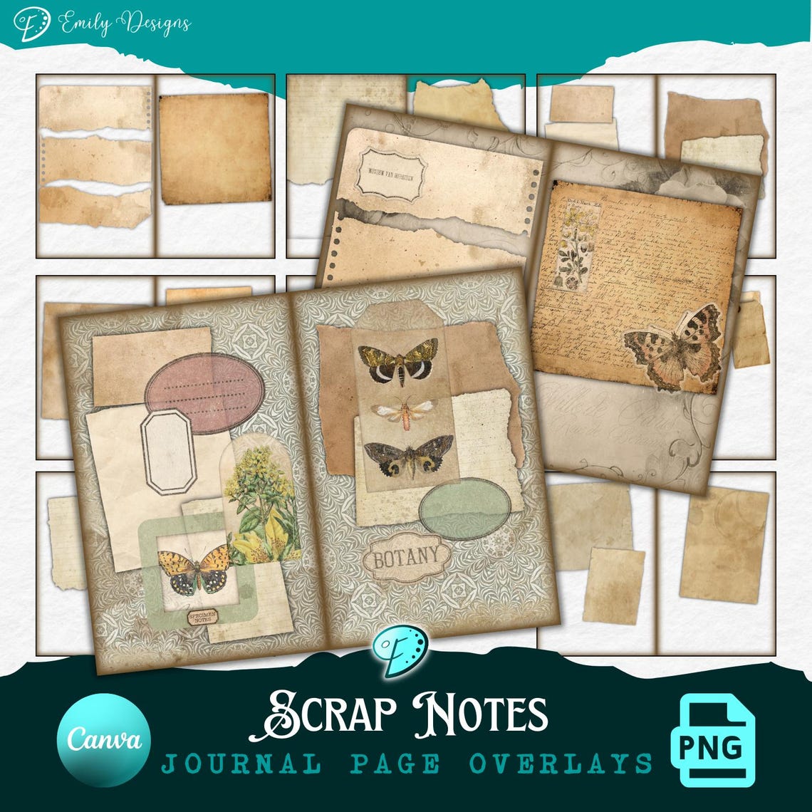 Scrap Notes.pdf Scrap Notes Journal Page Overlays | Background | Junk Journal ...