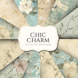 Papier à motif numérique Chic Charm | éphémères | millésime | album de découpures | revue | imprimable | shabby chic | amour | romance | floral | fleur