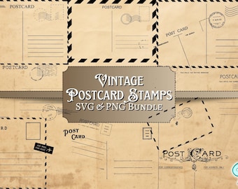 Kit de sellos digitales para postales / digitales / superpuestos / desgastados / diario basura / álbum de recortes / efímeros / vintage / tinta / impresión / postal