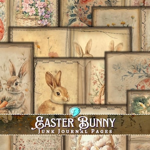Easter Bunny Journal Papers | Antique | Aged | Junk Journal | Scrapbook | Card Making | Paper | Printable | Ephemera | Digital | Floral