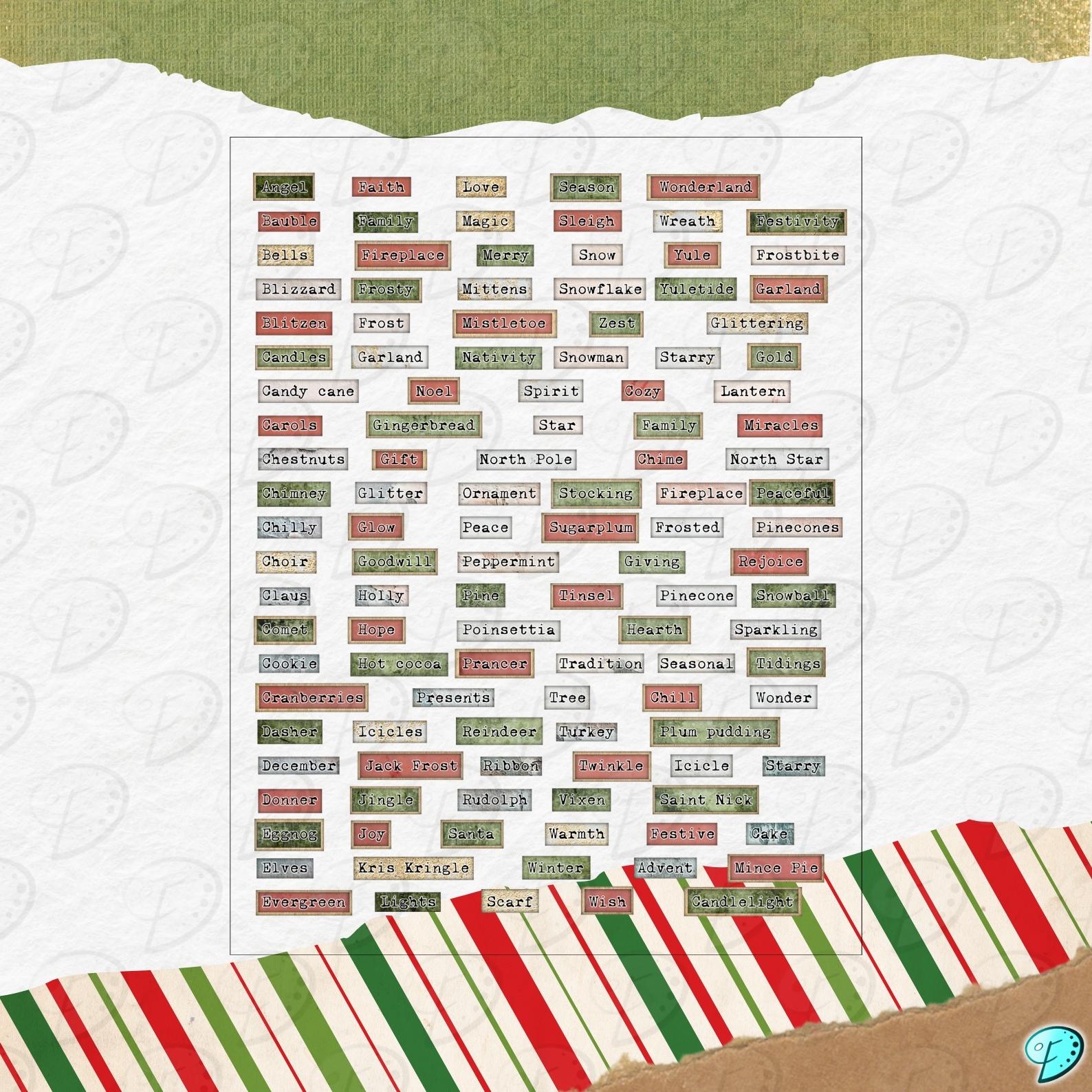 Festive Words Sentiments Printable Sheets | Scrapbook | Card Making ...