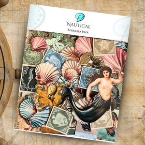 Nautisch kortstondig pakket | junkjournaal | plakboek | kaarten maken | kaarttoppers | stansvormen | versieringen | oceaan | vintage | zeemeermin | zee: