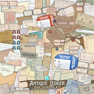 Antique Ledger Junk Journal Kit | letter | air mail | stamps | junk journal | scrapbook | ephemera | vintage | printable | Post | Letter