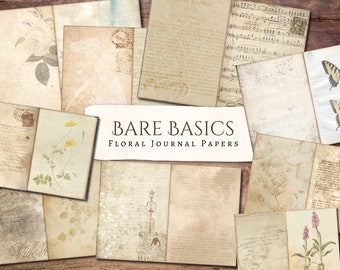 Bare Basics Floral Journal Papers | Antique | Aged | Junk Journal | Scrapbook | Card Making | Paper | Printable | Ephemera | Digital