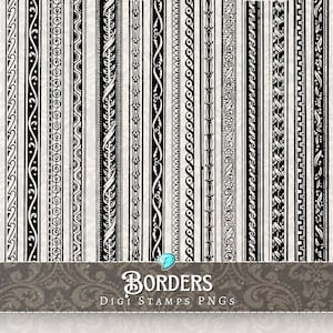 Border Digi Stamps | vintage | ephemera | fussy cut | clipart | digital paper | scrapbook | printable | PNG | Frame | decorative | page rule
