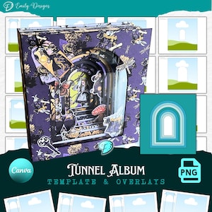 d'album Tunnel | journal indésirable | album de coupures | éphémères | Imprimable | économiseur d'encre | fabrication de cartes | Cadre CANVA | superposition | photo | mémoire