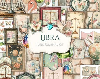 Libra Junk Journal Kit | scrapbook | card making | vintage | ephemera | printable | celestial | zodiac | horoscope | star sign | scales