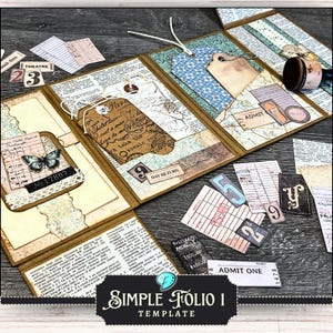 Modèle Simple Folio 1 | Cricut | journal indésirable | album de découpures | éphémères | Imprimable | économiseur d'encre numérique PNG | planifier | guide | contour | facile
