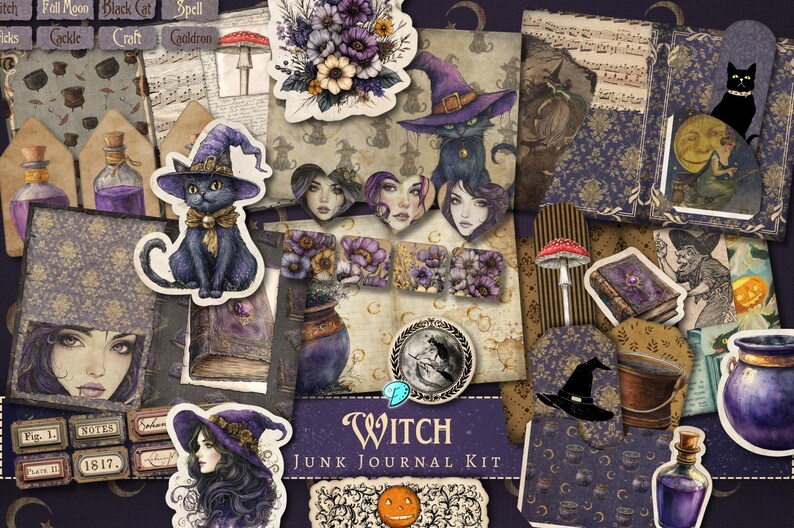 Witch Junk Journal Kit | Printable | Scrapbook | Digital | Skull ...