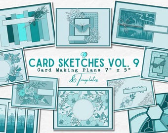 Card Making Sketches Vol. 9 | card maker | handmade cards | scrapbook | junk journal | scrapbooking | 7" x 5" | template