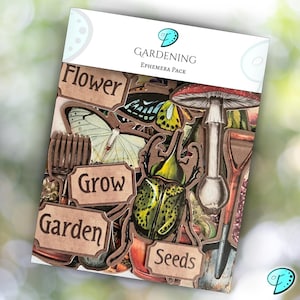 Paquete de material efímero de jardinería / diario basura / álbum de recortes / fabricación de tarjetas / adornos para tarjetas / troqueles / adornos / suministros / vintage / jardinero