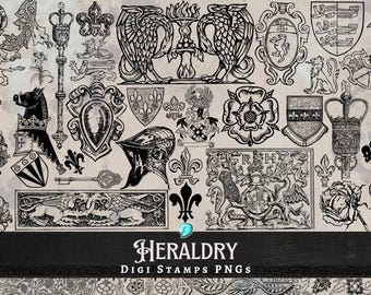 Digizegels heraldiek | digitaal | overlay | verdrietig | junkjournaal | plakboek | kortstondig | PNG | Antiek | Illustraties | Clipart