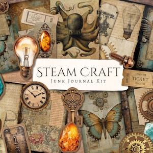 Steam Craft Junk Journal Kit | Sammelalbum | Kartenherstellung | Jahrgang | Ephemera | druckbare | pingeliger Schnitt | Steampunk | viktorianisch | Erfindung