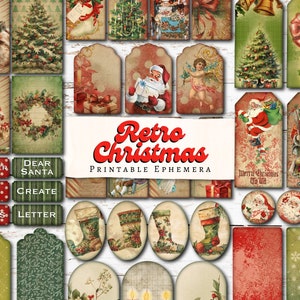 Retro Weihnachten Ephemera Sheets | antik | Jahrgang | Sammelalbum | digital | Tagebuch | Kartengestaltung | Weihnachten | Festlich | krit