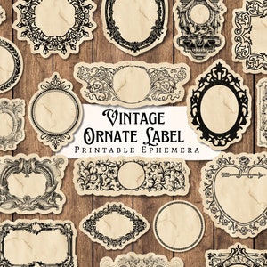 Vintage Ornate Label Printable Ephemera | junk journal | scrapbook | antique | embellishment | card making | frame | digital | PNG | Clipart