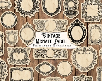 Vintage Ornate Label Printable Ephemera | junk journal | scrapbook | antique | embellishment | card making | frame | digital | PNG | Clipart