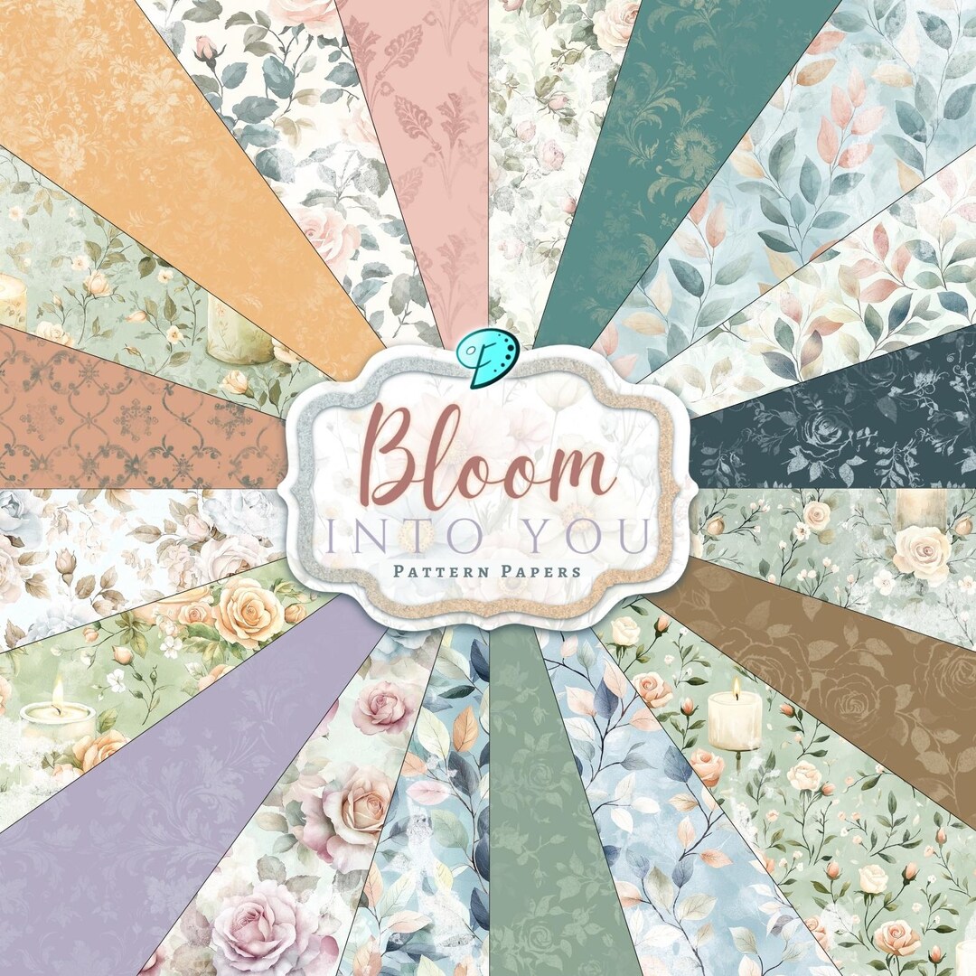 Bloom Into You Pattern Papers | Scrapbooking | Digital Ephemera | Card ...