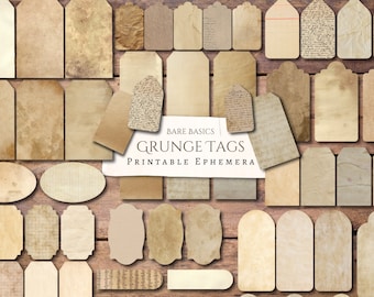 Bare Basics Grunge Tags | Antique | Junk Journal | Scrapbook | Card Making | Paper | Printable | Ephemera | Digital | Cricut | Aged | Old
