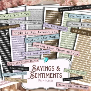 Gezegden en gevoelens Afdrukbare bladen | plakboek | kaarten maken | vintage | kortstondig | Junkjournaal | Wenskaarten | Affirmaties