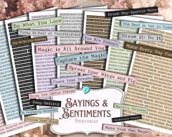 Sprüche und Gefühle Druckbare Blätter | Sammelalbum | Kartengestaltung | Jahrgang | Ephemera | Junk Journal | Grußkarten | Affirmationen