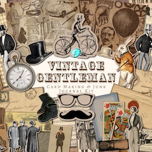 Vintage Gentleman Card Making & Junk Journal Kit / uomini / scrapbook / carta digitale / stampabile / papà / padre / compleanno / festa del papà maschio