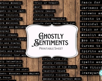 Ghostly Sentiments Halloween themed Transparent PNG files | cricut | junk journal | scrapbook | card making | spooky | paper crafts | words