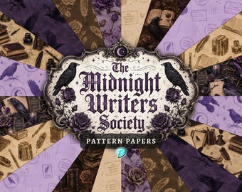 The Midnight Writers Society Pattern Papers | Printable | Scrapbook | Digital | Gothic | Junk Journal | Vintage | Halloween | Books Academia