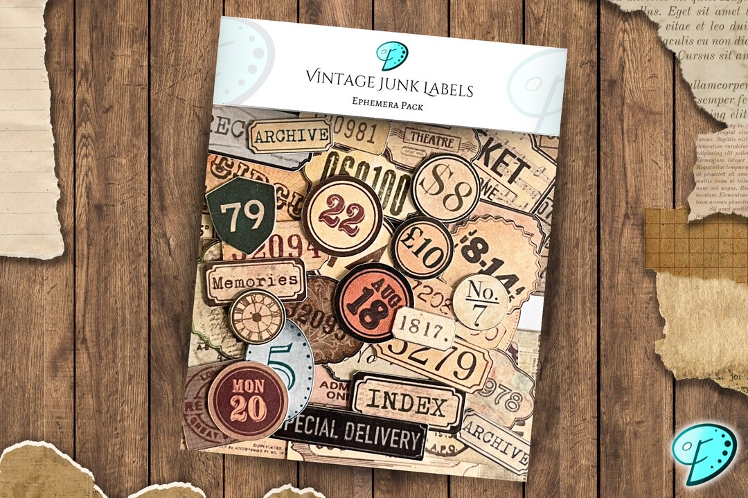 Vintage Junk Labels Ephemera Pack | Junk Journal | Scrapbook | Card ...