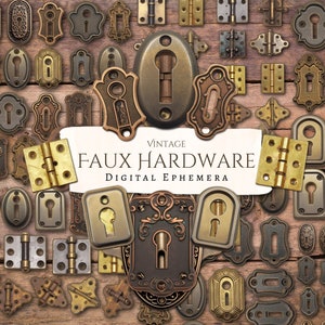 Vintage Faux Hardware imprimible Ephemera / digital / diario basura / álbum de recortes / antiguo / ojo de cerradura / Cricut / adorno / fabricación de tarjetas