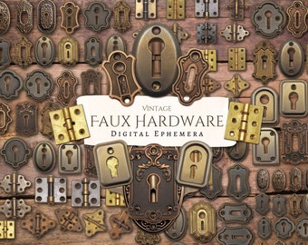 Vintage Faux Hardware printable Ephemera | digital | junk journal | scrapbook | antique | keyhole | Cricut | embellishment | card making