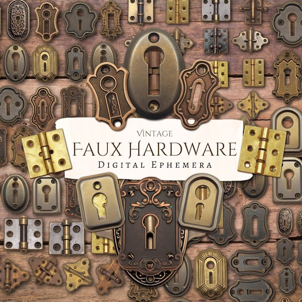 Vintage Faux Hardware printable Ephemera | digital | junk journal | scrapbook | antique | keyhole | Cricut | embellishment | card making