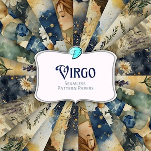 Virgo Digital Pattern Paper | ephemera | vintage | scrapbook | journal | printable | zodiac | horoscope | star sign astrology celestial