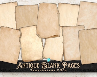 Antique Blank Pages | digital | ephemera | junk journal | scrapbook | background | aged | vintage | paper | torn | old book transparent PNG