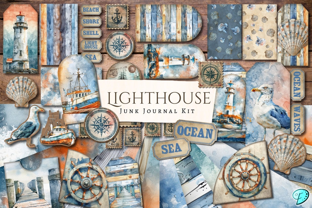 Lighthouse Junk Journal Kit | Vintage | Ephemera | Fussy Cut | Clipart ...