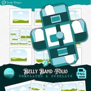 Belly Band Folio Template Kit | junk journal | scrapbook | ephemera | Printable | ink saver | card making | CANVA frame | overlay | Envelope