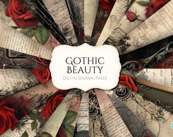 Gothic Beauty Vintage Printable Digital Papers: Scrapbook Paper, Printable Paper, Shabby Papers, Vintage Paper, Vintage Background