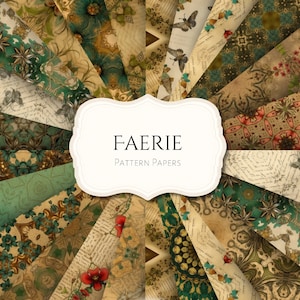 Paquet de papier à motif féerique | millésime | éphémères | papier numérique | album de découpures | numérique | imprimable | fée | sans couture | journal indésirable | forêt
