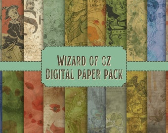 Vintage Oz Printable Digital Papers: Scrapbook Paper, Printable Paper, Shabby Papers, Vintage Paper, Vintage Background, Dorothy, Tinman