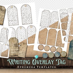 Sjabloon voor kortstondige tag overlay schrijven | achtergrond | Kaarten maken | plakboek | kortstondig | digistempel | Afdrukbaar | inktbesparing | digitaal | png