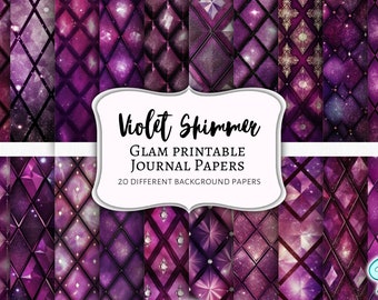 Violet Shimmer Printable Digital Papers: Scrapbook Paper, Printable Paper, shimmer, glam, sharp, colourful background