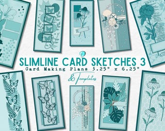 Slimline Card Sketches 3 | 3.25" x 6.25" | card maker | making | handmade cards | scrapbook | junk journal | scrapbooking | template | tall
