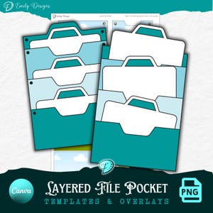 Layered File Pocket Template Kit | junk journal | scrapbook | ephemera | Printable | ink saver | card making | CANVA frame | overlay