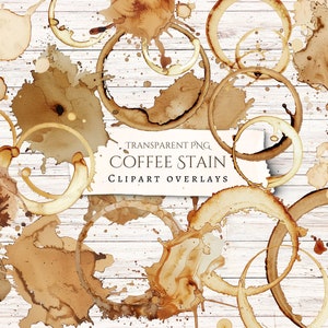 Superposición de imágenes prediseñadas de mancha de café PNG transparente, digital, angustiado, diario basura, álbum de recortes, efímera, vintage, tinta, angustia
