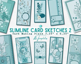 Slimline Card Sketches 2 | 3.25" x 6.25" | card maker | making | handmade cards | scrapbook | junk journal | scrapbooking | template | tall