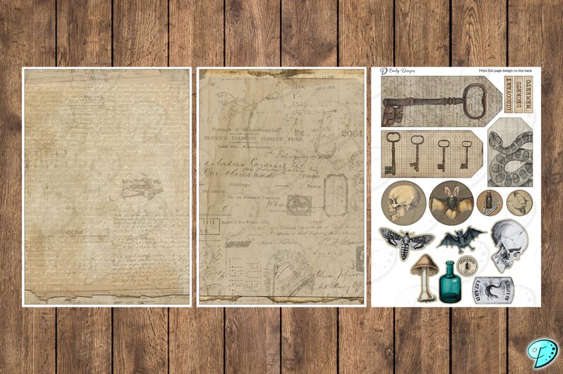 Cut and Craft Curiosities Printable Folio Kit Scrapbook Skull